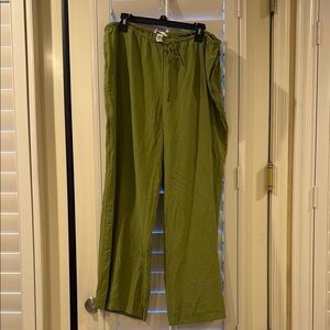 H&M Green Wide Leg Pants with Elastic Waistband